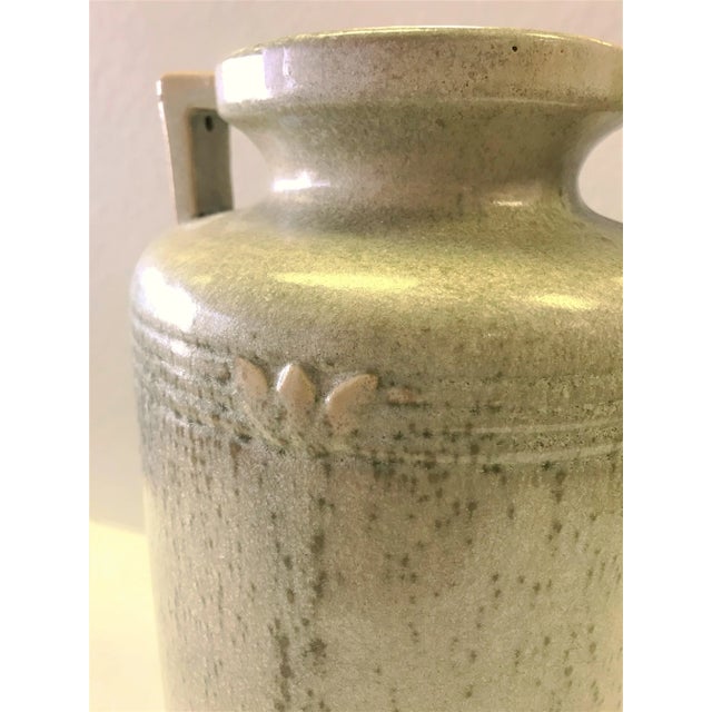 Traditional Vintage Mid Century Egyptian Revival Ceramic Urn Vase With Celedon Glaze For Sale - Image 3 of 8