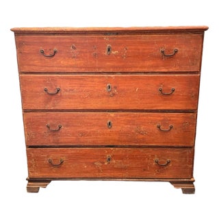 Late 19th Century Large Pine Chest of Drawers With Orignal Paint For Sale