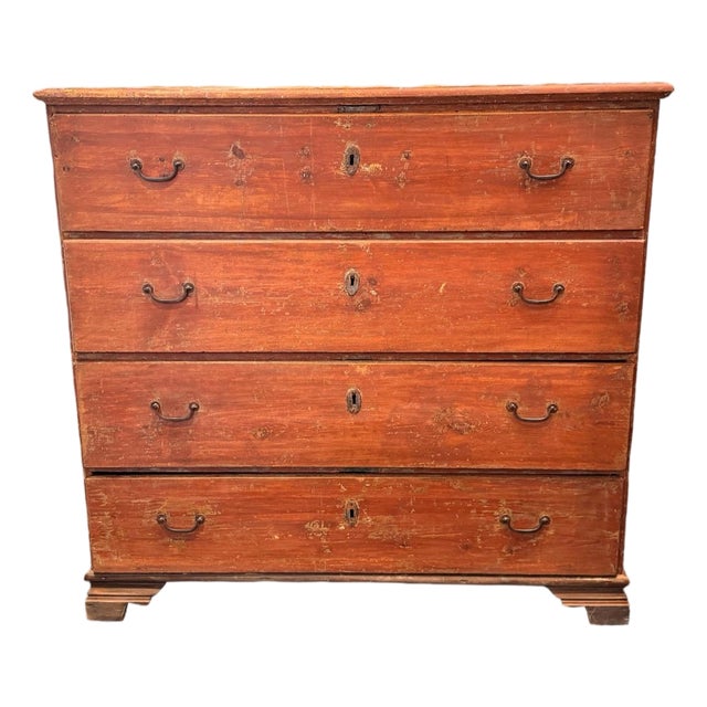 Late 19th Century Large Pine Chest of Drawers With Orignal Paint For Sale