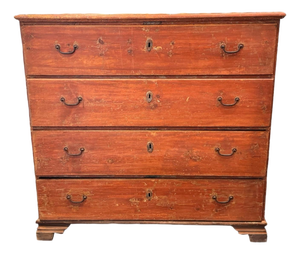 Late 19th Century Large Pine Chest of Drawers With Orignal Paint