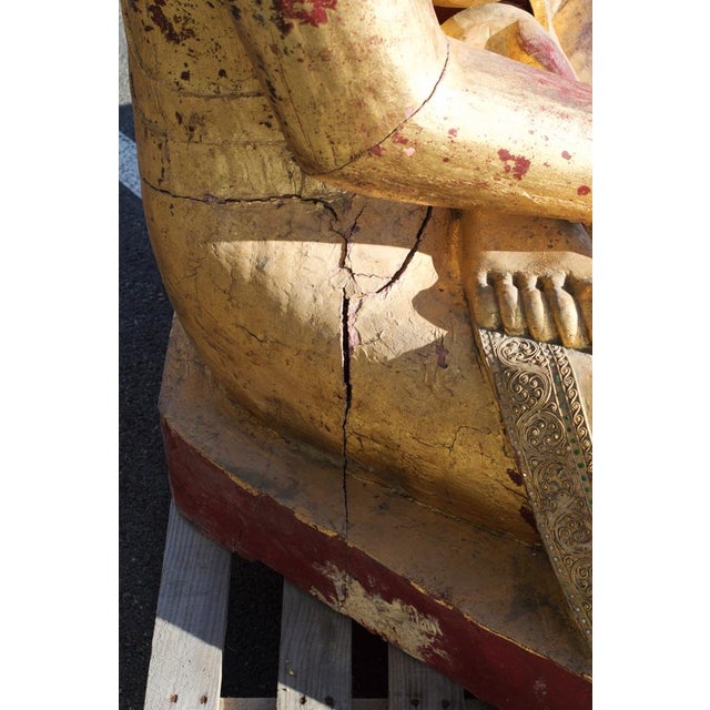 Buddha in Gilded Wood, Asia, 1950s For Sale - Image 9 of 18