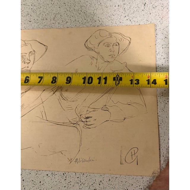 Tan Enrico Glicenstein Gallery Collection Stamped Atelier Glicenstein Signed Sketch For Sale - Image 8 of 8