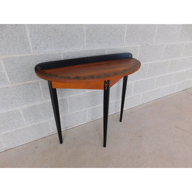 Late 20th Century L Hitchcock Half Round Harvest Stenciled Maple Console Table 33"w For Sale - Image 5 of 12