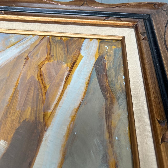 1950s 1950’s Original Abstract Still Life With View Painting on Canvas For Sale - Image 5 of 6