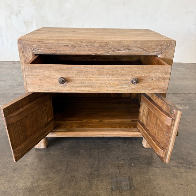 Jacob II 2 Door Reclaimed Elm Nightstand - Dark Natural For Sale - Image 10 of 11