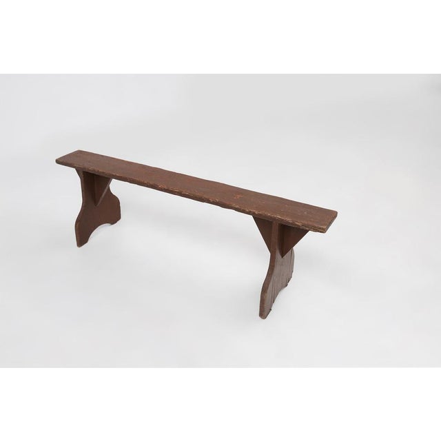 Mid-Century Modern Mid-Century Modern Rustic Bench in Brown Painted Wood, France, 1890s For Sale - Image 3 of 11