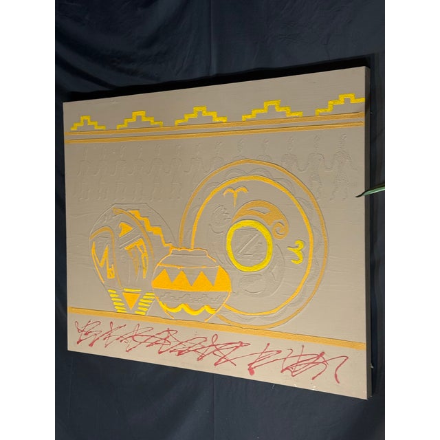 Late 20th Century Oversized Southwestern Pottery Relief Canvas Artwork For Sale - Image 5 of 11
