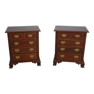 Pair Stickley 4 Drawer Mahogany Chippendale Nightstands For Sale
