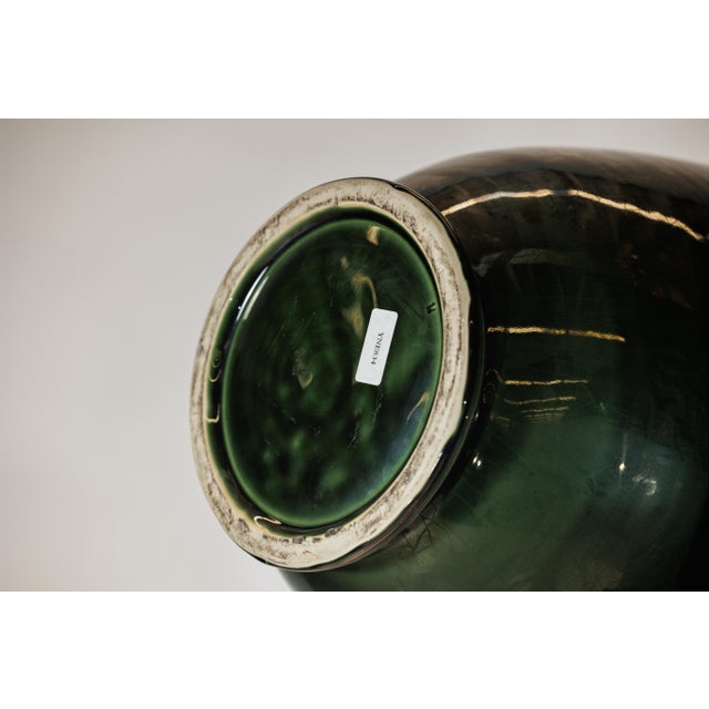 Late 20th Century Large Ochre and Green Glazed Ceramic Planter with Tiered Earth-Tone Finish For Sale - Image 13 of 18