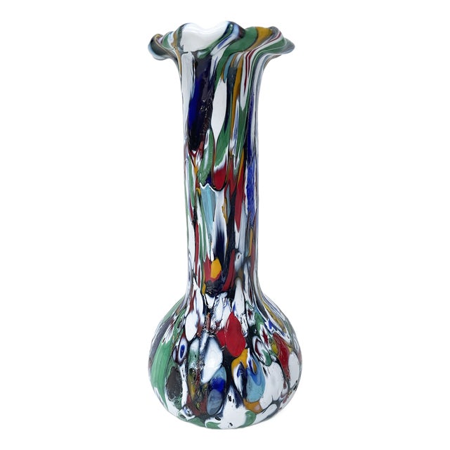 Murano Vase with Multi-Flowered Murrine For Sale