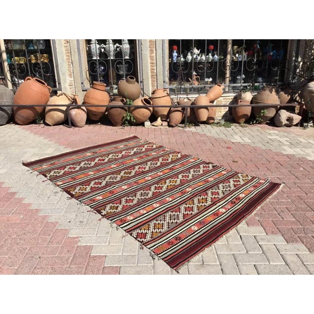 Red Tribal Kilim Rug - 62" X 92" For Sale - Image 8 of 8