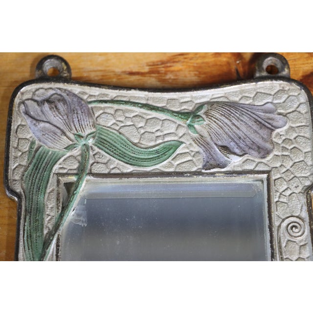 1920s Art Nouveau Cast Iron Key Rack/Mirror For Sale - Image 5 of 5