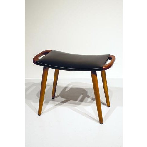 Black Scandinavian Stool in Teak and Leatherette For Sale - Image 8 of 8
