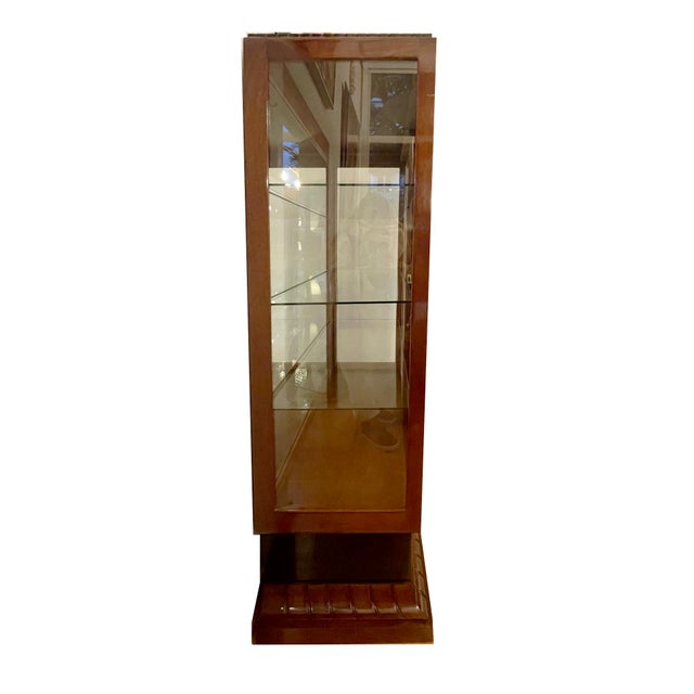 Brown Art Deco Showcase Glazed on Three Sides For Sale - Image 8 of 11