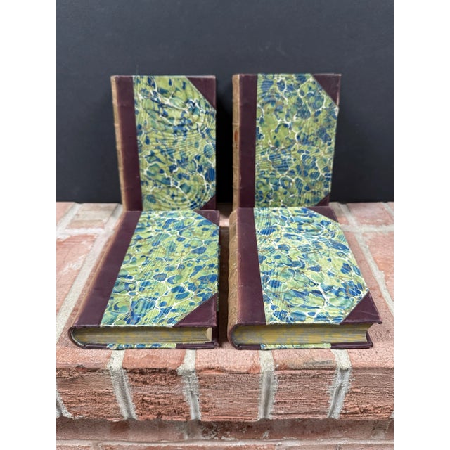 Animal Skin Antique Leather Wrapped Books, ‘Ancient History’ From Rollin & Other Authentic Sources - 4 Volume Set For Sale - Image 7 of 12