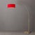 Mid-Century Modern 1960s Nova of California Float Brass Floor Lamp 92" Mid Century Modern Arc Lamp, Crimson Red Linen Drum Shade, Bulb Included For Sale - Image 3 of 4