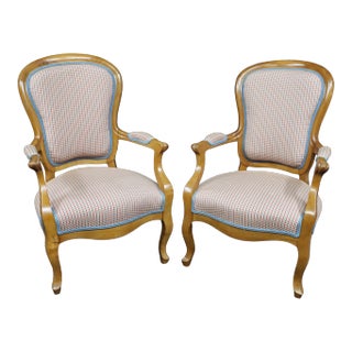 Plaid Walnut Bergeres/Pair For Sale