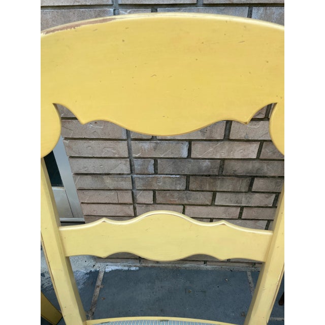 1980s Vintage Painted French Country Dining Chairs With Scalamandre