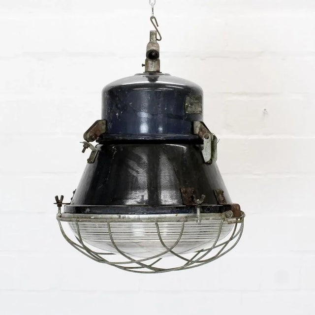 Glass Mid-Century Modern Industrial Loft Pendant Lamp, 1966 For Sale - Image 7 of 7