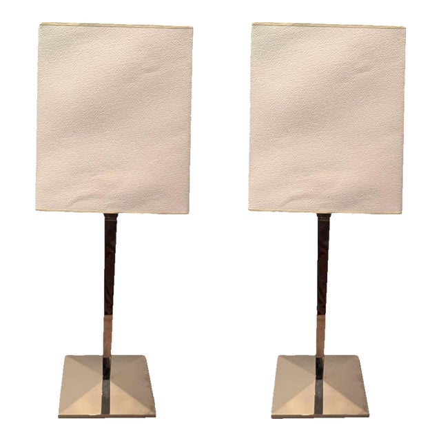 Modern Silver Table Lamps- A Pair For Sale