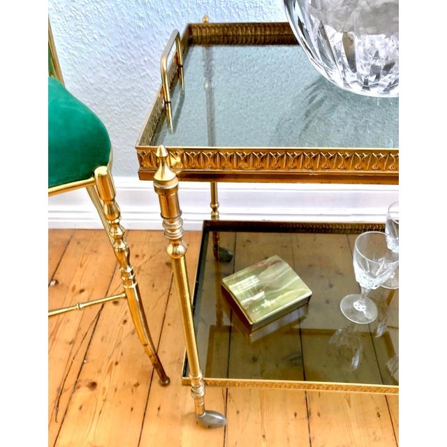 Vintage Neoclassical Empire Serving Trolley in Brass with Removable Tray, 1950s, in Very Good conditions. Designed 1950 to...