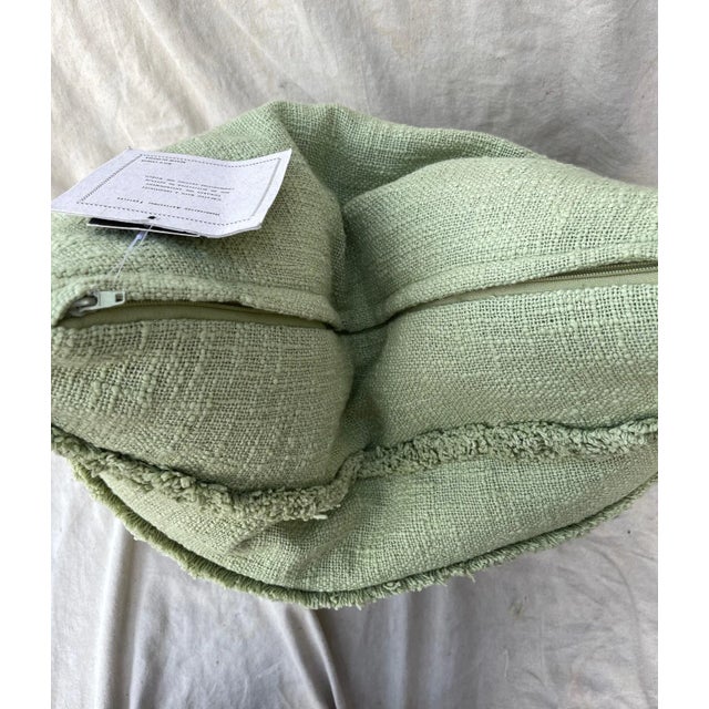 Green Fringe West Elm-Style Decor Pillow For Sale In Palm Springs - Image 6 of 8
