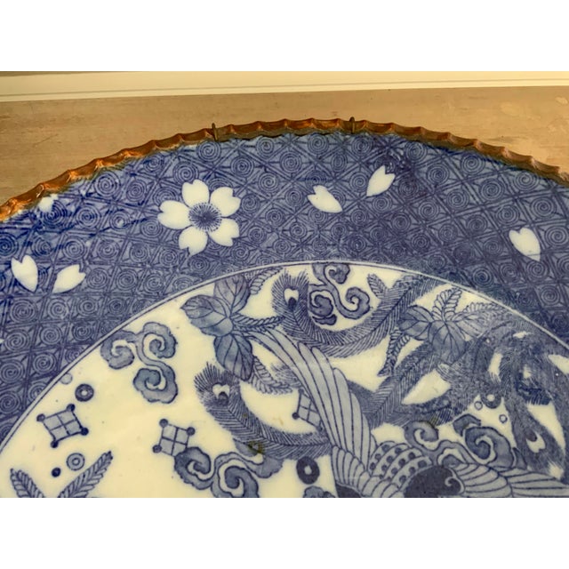 1940s Vintage Large Blue & White Platter For Sale - Image 5 of 13