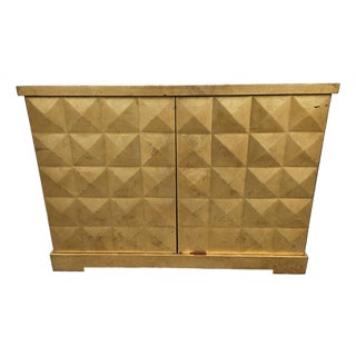 Baker Furniture Barbara Barry Diamond Gold Leaf Cabinet Credenza For Sale