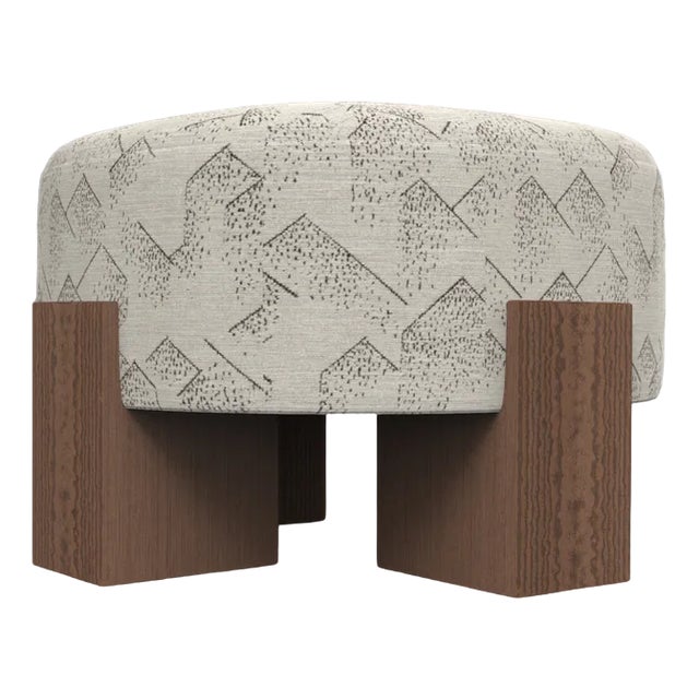 Cassette Pouf in Brink Graphite Ivory Fabric and Smoked Oak by Alter Ego for Collector For Sale