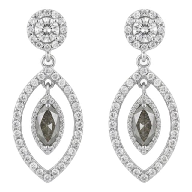 Natural Diamond 1.52cts Earring in 14k Gold For Sale