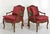 French Vintage French Bergere Carved Wood Cane Red Occasional Chairs - a Pair For Sale - Image 3 of 12