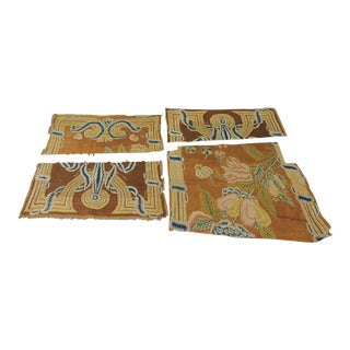 Antique Gold and Blue Gobelins Tapestry Fragments - Set of 4 For Sale