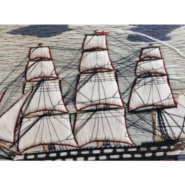 Blue Pair of Royal Navy Sailor’s Woolworks by the Same Hand With Trapunto Sails For Sale - Image 8 of 18
