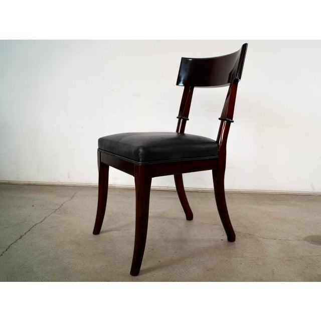 Hollywood Regency Hollywood Regency Leather Klismos Side Chair by Mirak For Sale - Image 3 of 12