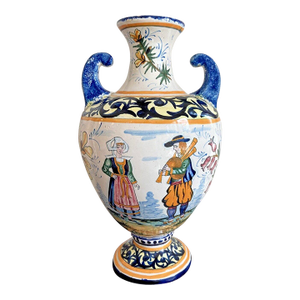 Early Vintage French Henriot Quimper Urn Vase Decor Riche Border