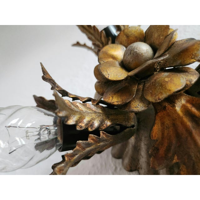 Ornamental & Decorative Materials Vintage Florentine Silver-Plated and Gold-Plated 3-Light Ceiling or Wall Lamp from Banci Firenze, Italy, 1960s For Sale - Image 7 of 18