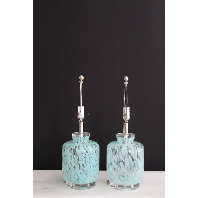 Mid 20th Century Petite Mezza Murano Style Lamps - a Pair For Sale In Miami - Image 6 of 10