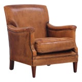 1960s Dutch Art Deco Style Leather Club Chair. For Sale