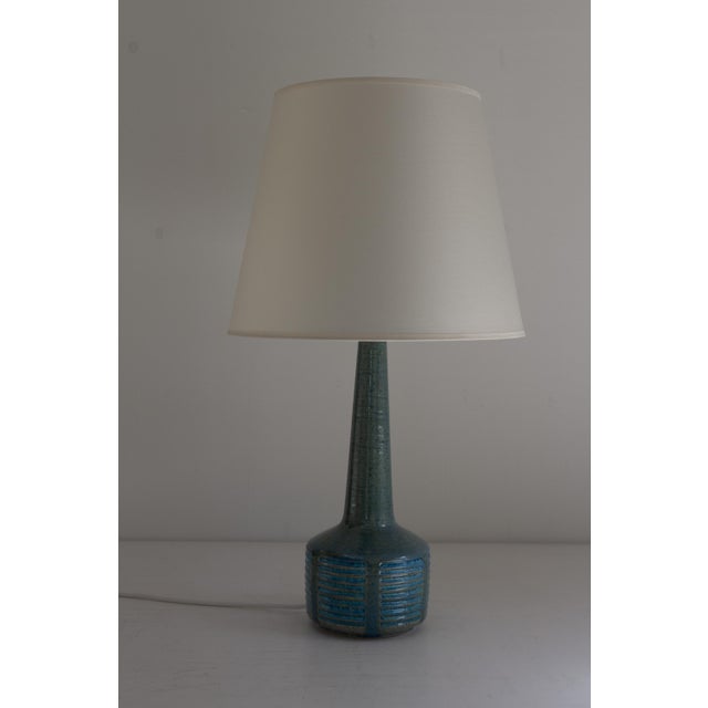 Danish Blue Stoneware Table Lamp by Linnemann- Schmidt for Palshus, 1960s For Sale - Image 12 of 18