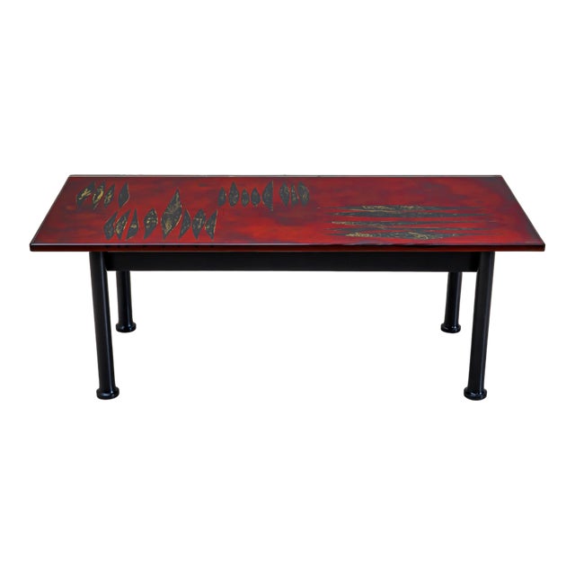 Coffee Table With Red Enamel Top, by Erwin Walter Burger (1909-1982), Italy For Sale