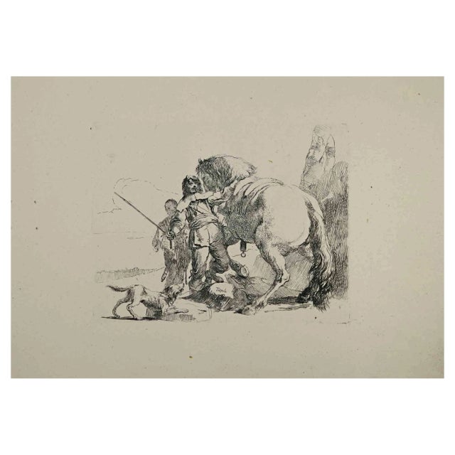 Giovanni Battista Tiepolo, The Knight and his Horse, Etching, 1785 For Sale