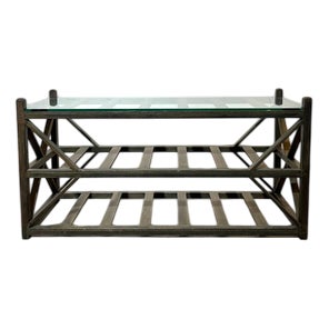 Wooden Console Table with Glass Top For Sale