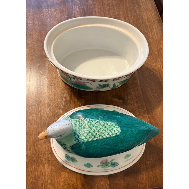 1970s Chinese Famille Rose Duck Tureen For Sale - Image 12 of 18
