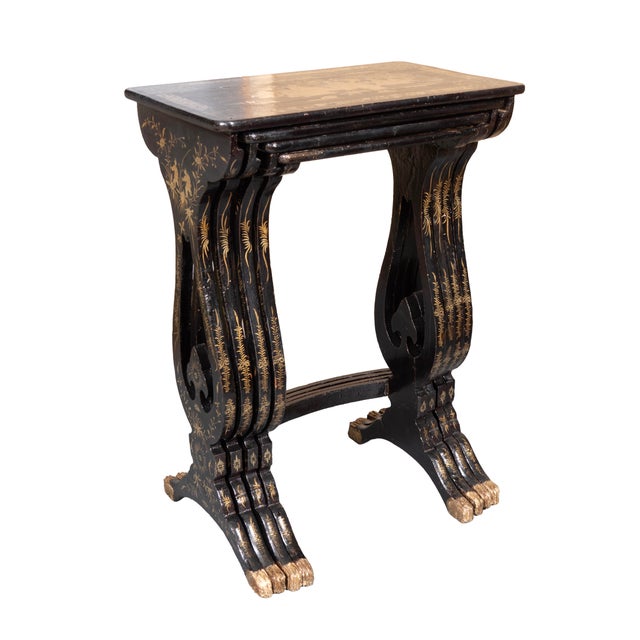 Paint Nest of Four Chinese Export Lacquer Tables For Sale - Image 7 of 11