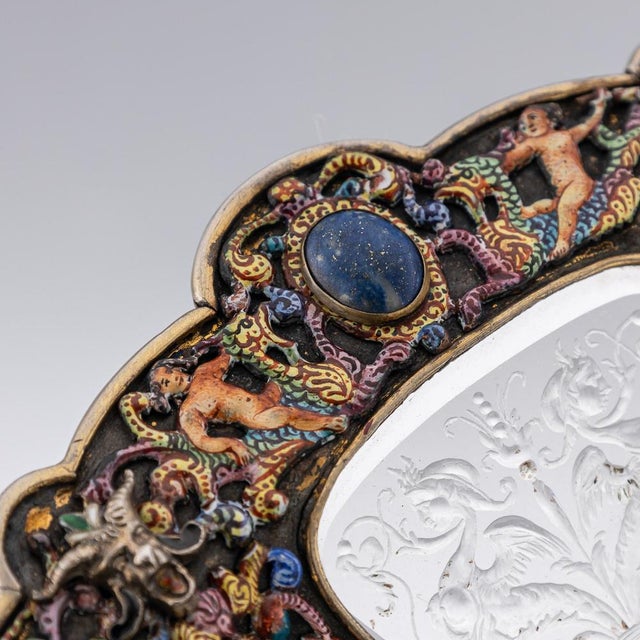 Antique 19th Century Austrian Silver, Enamel & Rock Crystal Dish by Rudolf Linke, 1890s For Sale - Image 10 of 18