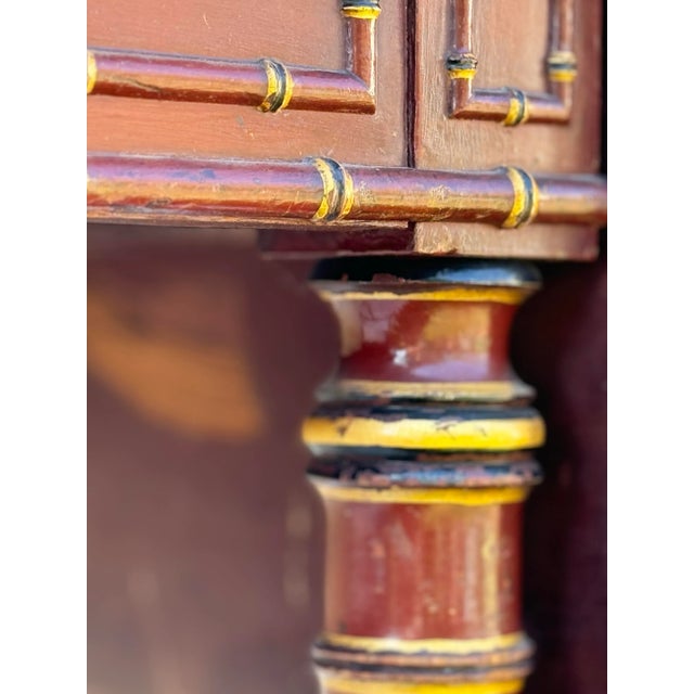 Red Table Desk: Antique Warm Red Lacquer and Gilt Chinoiserie French Table / Writing Desk For Sale - Image 8 of 12