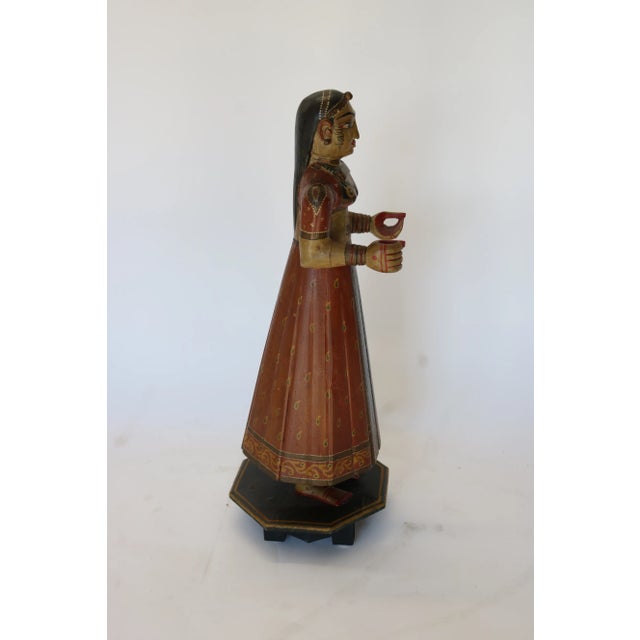 1920s Painted Femail Figure From Rajasthan India For Sale In Los Angeles - Image 6 of 7