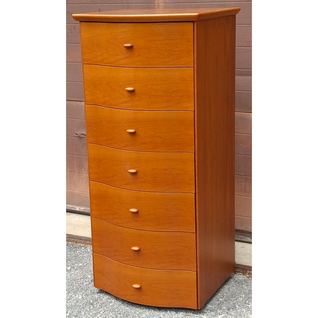 Tan Late 20th Century Scandinavian Modern Style Italian Cherry Osiery Lingerie Chest of Drawers For Sale - Image 8 of 12