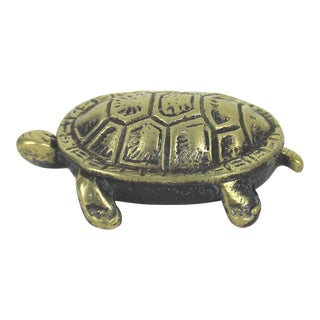 Vintage Small Brass Turtle Trinket Box With Opening Lid For Sale