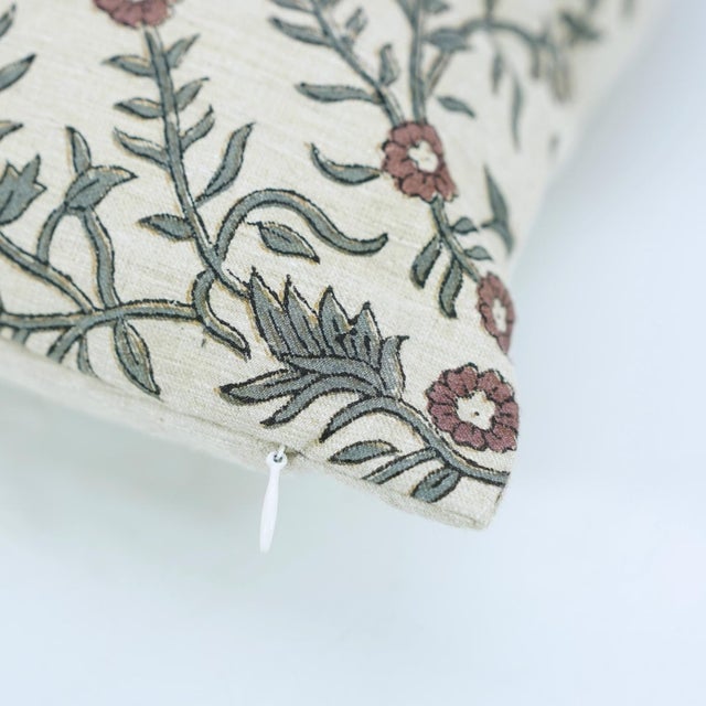 Fabdivine Shehjan Handmade Block Print Pillow Covers 14x14 Inches Linen Blend Decorative Cushion For Sale - Image 6 of 10